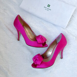 Kate Spade Clarice Hot Pink Satin Peep Toe Heels Size 8.5M